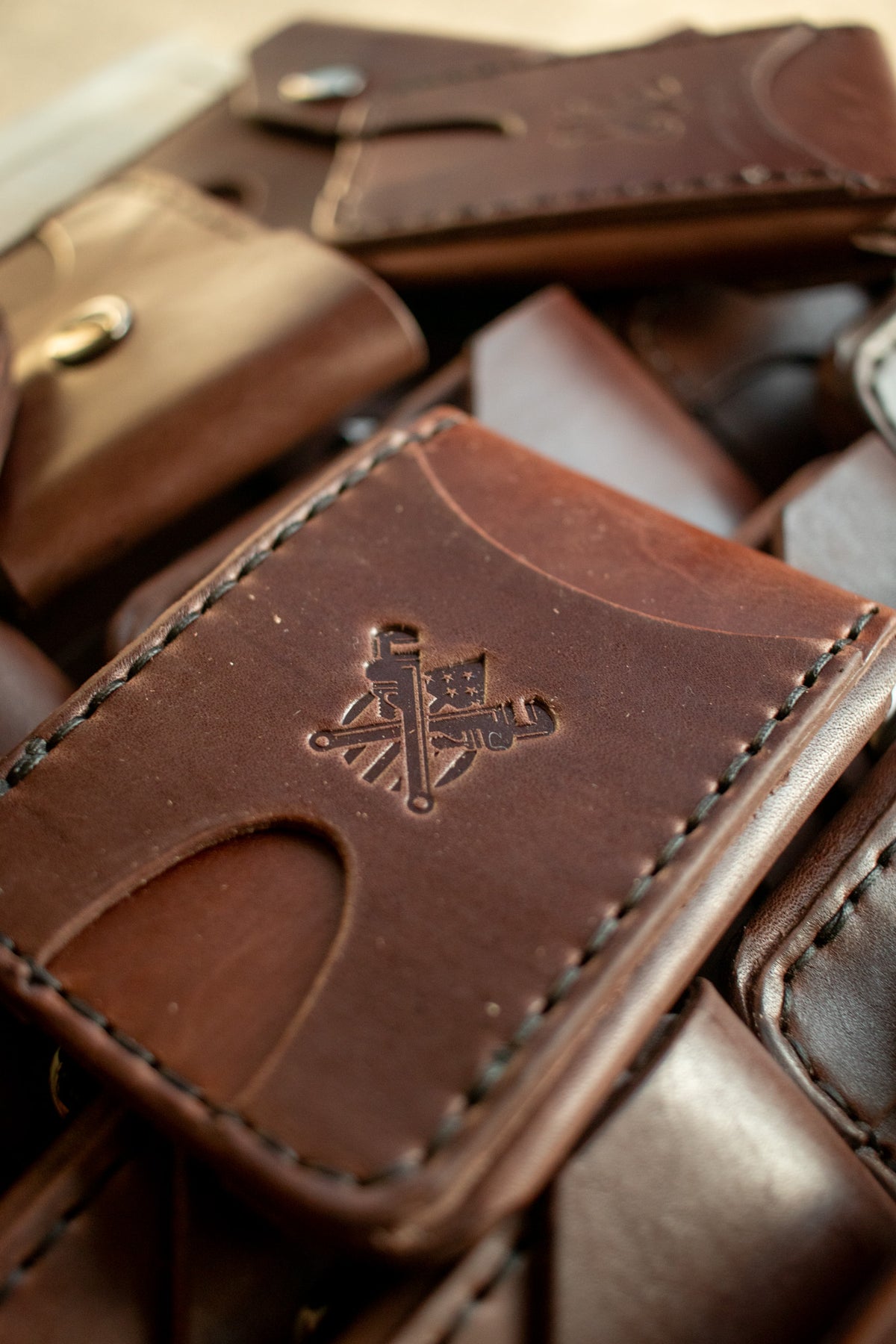 Leather wallets from a custom business order
